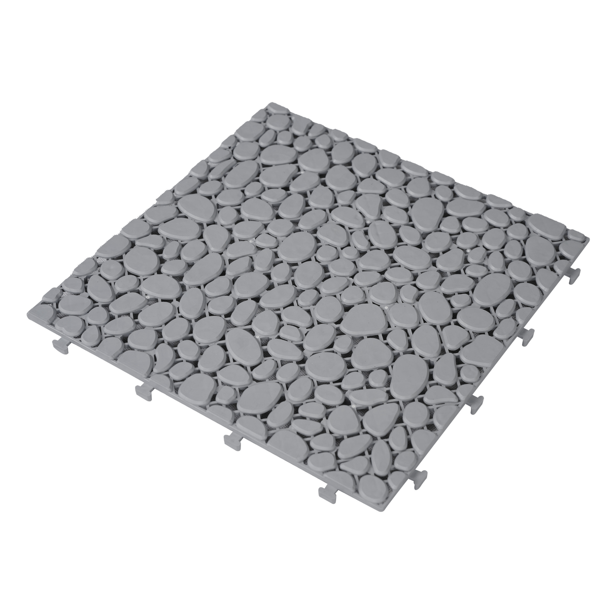 12 x 12 inch gray interlocking deck tiles, plastic waterproof pebble pattern, pack of 12 pieces - Julia M LifeStyles