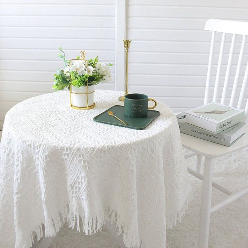 Lace White Tablecloth Ins Style Coffee Table Cloth Art Photo French Retro Knitting Julia M Home & Kitchen