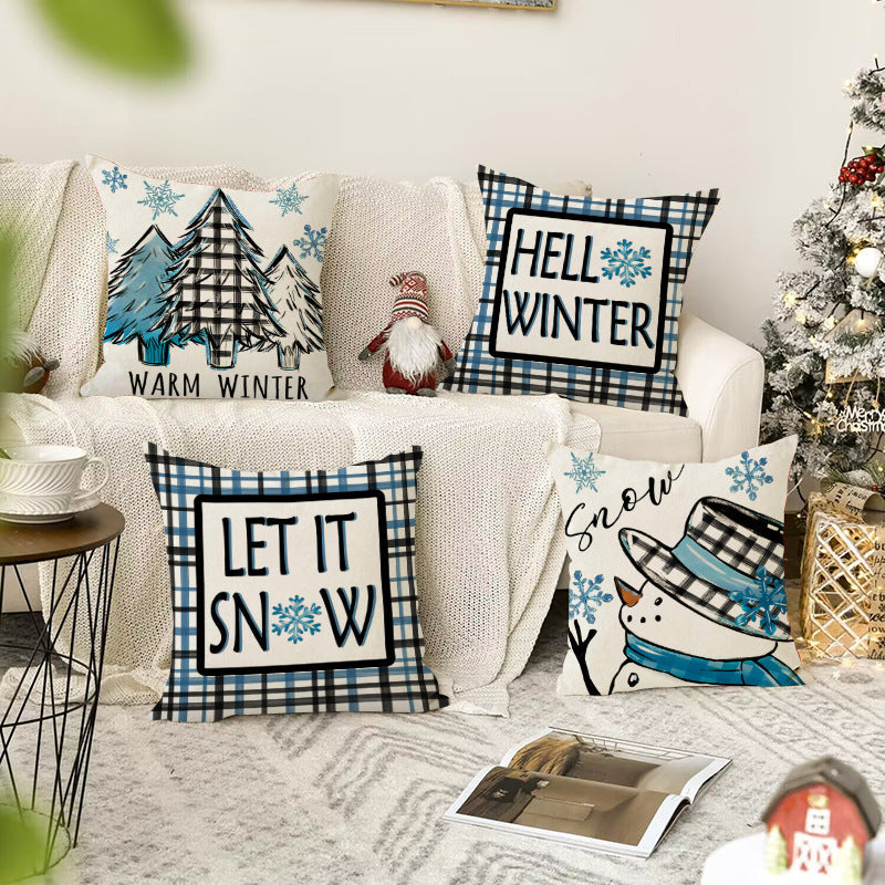 Christmas tree checkered pillow cover holiday bedroom decoration pillowcase office seat linen waist pillowcase Julia M Home & Kitchen