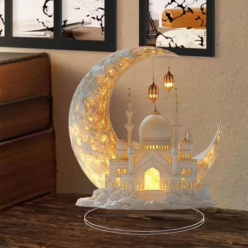 2025 Ramadan 2D Acrylic Moon - Castle Ornament. Eid Al - fitr Decoration, Muslim Home & Party Gift. eprolo