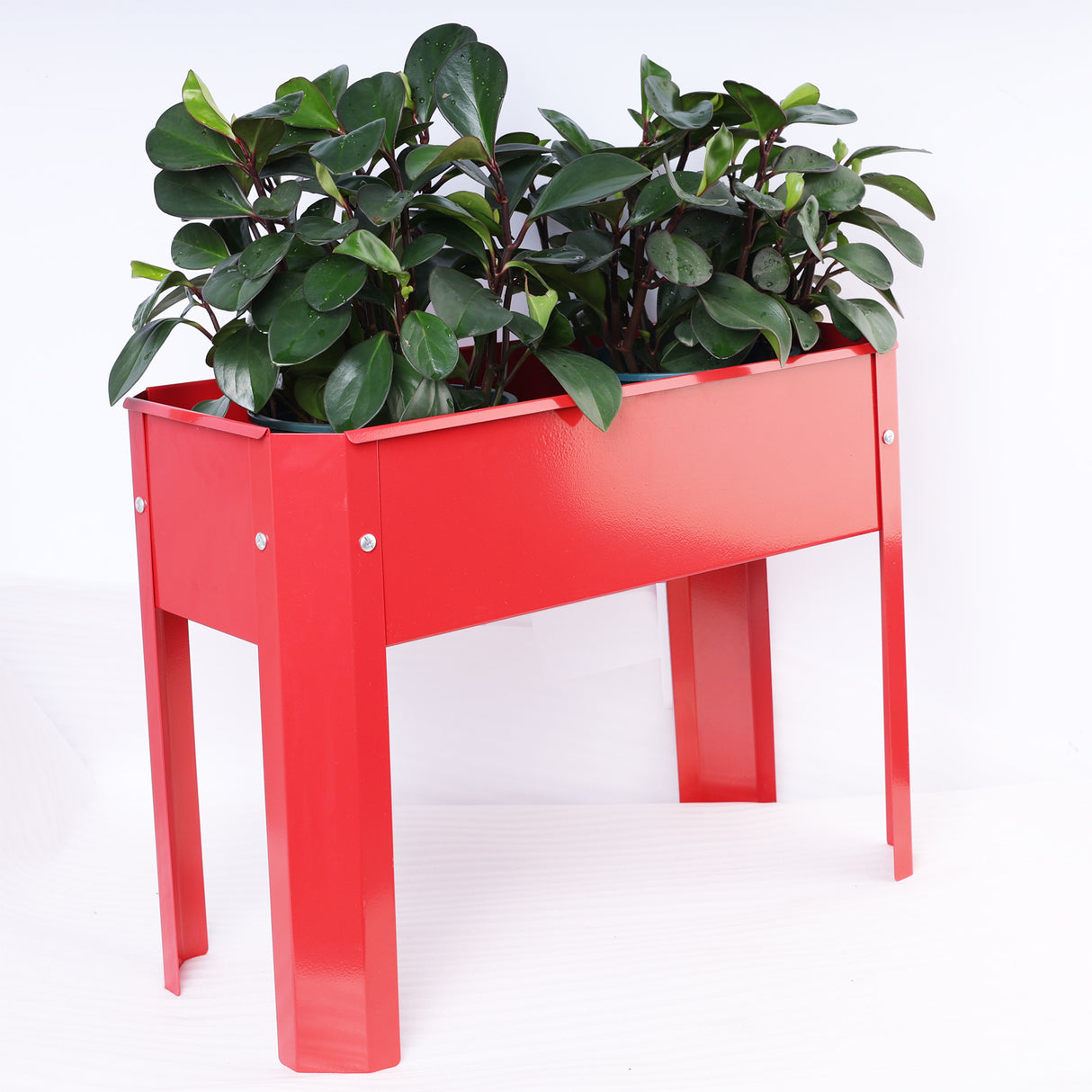 Mini Elevated garden bed, metal elevated outdoor flowerpot box, suitable for backyard and terrace, large flowerpot Red + Steel - Julia M LifeStyles