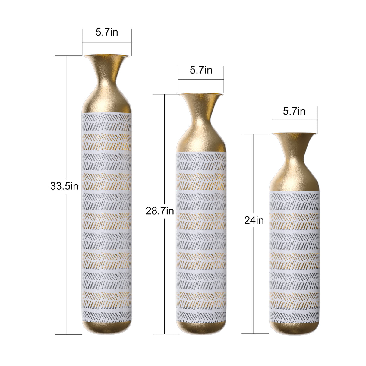 High floor vases -24/28.7/33.5-inch vases, 3 large metal glazed vases, Pampas Prairie Twigs vintage gray - Julia M LifeStyles