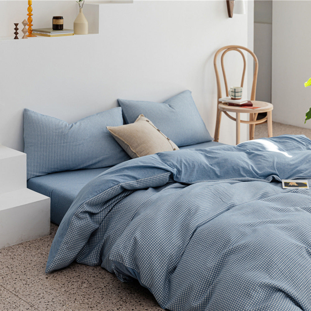 Cotton Simple Knitted Jacquard Quilt Cover Bedding Set