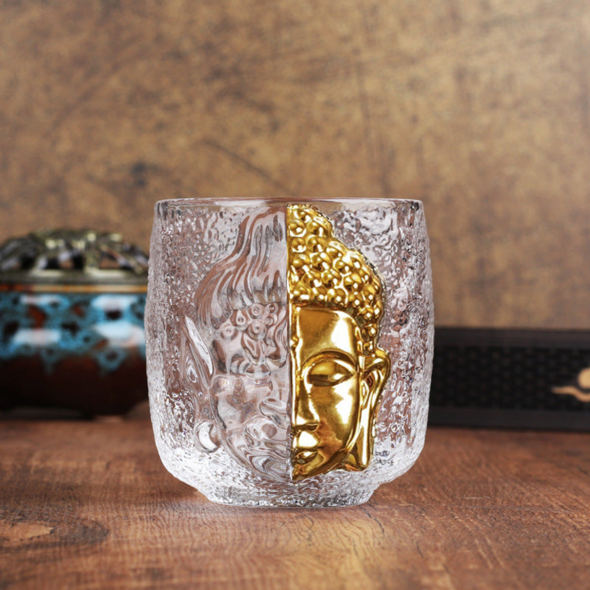 Japanese Crystal Glass Tea Cup with Elegant Colored Glaze – 140ML