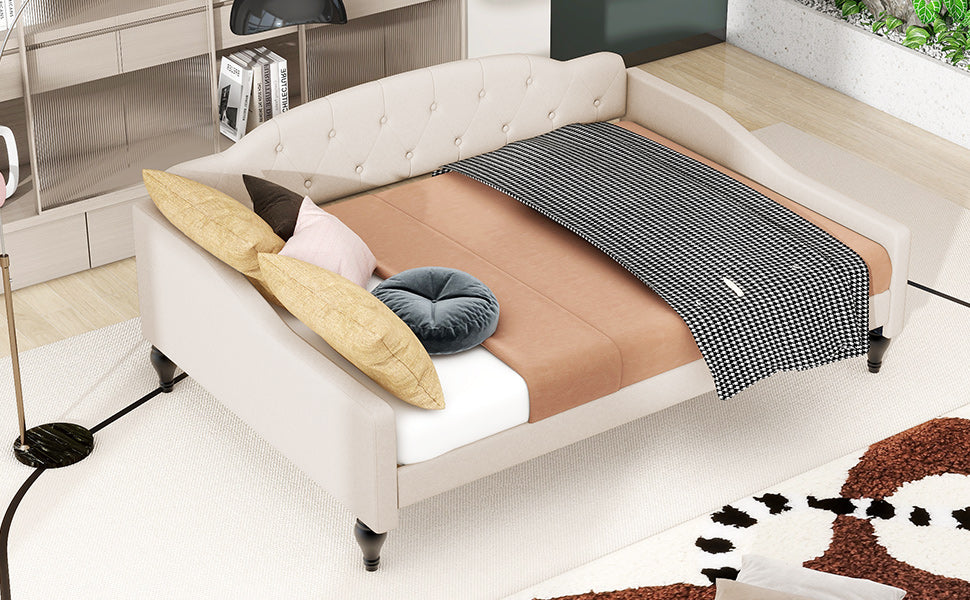 Full Size Upholstered Tufted Daybed Beige - Julia M LifeStyles