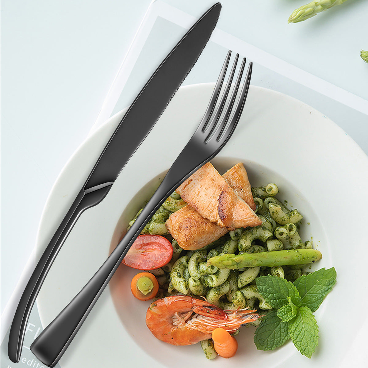 Luxury 24-Piece 304 Stainless Steel Cutlery Set - Dishwasher Safe Silverware Julia M Home & Kitchen