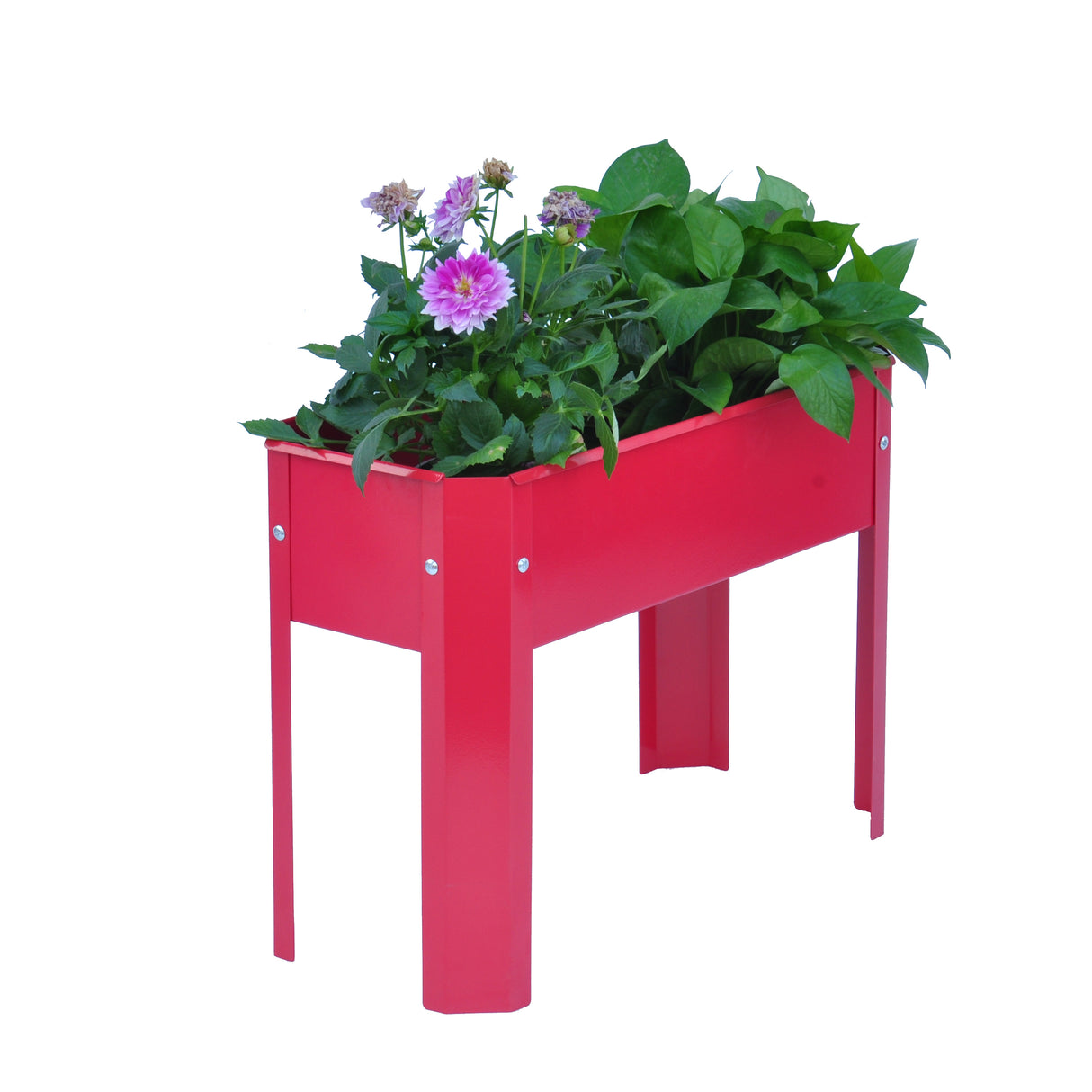 Mini Elevated garden bed, metal elevated outdoor flowerpot box, suitable for backyard and terrace, large flowerpot Red + Steel - Julia M LifeStyles