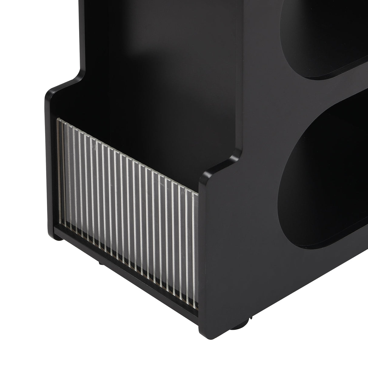 Stylish mobile desk with lockable wheels,bedside table with 5mm thick grooved tempered glass and gold round bars ,black Julia M Home & Kitchen