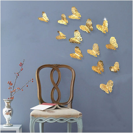 12pcs 3D Hollow Butterfly Wall Sticker for Home Decor DIY Butterflies Fridge stickers Room Decoration Party Wedding Decor - Julia M LifeStyles