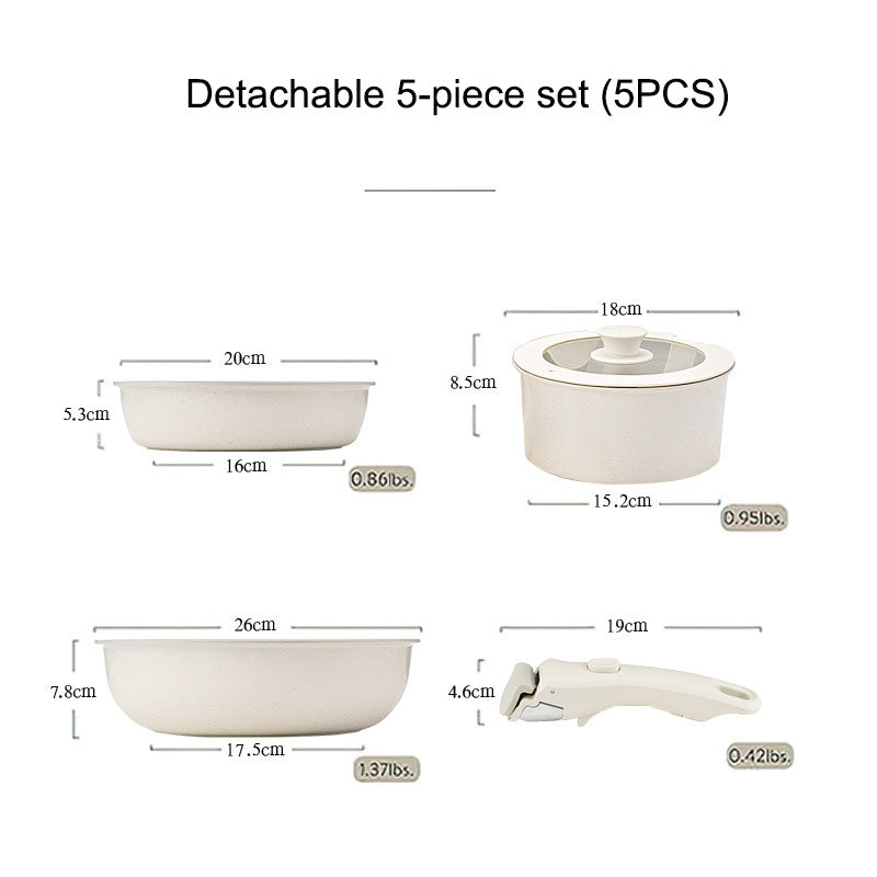 Detachable cookware set, pot, wheat rice stone, flat bottomed pan, non stick pan, frying pan, household handle - Julia M LifeStyles
