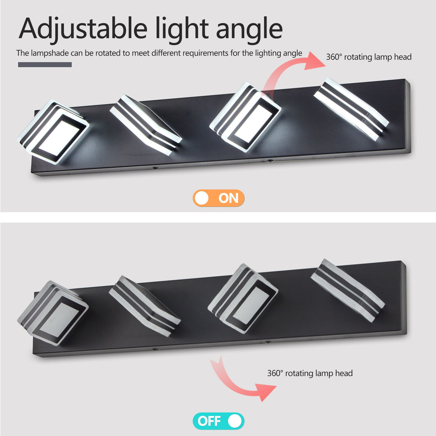 LED Modern Black Vanity Lights, 4-Lights Acrylic Matte Black Bathroom Vanity Lights Over Mirror Julia M Home & Kitchen