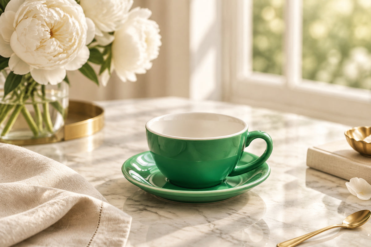 Fika Nordic Ceramic Latte Mug with Contrast Rim, 10 oz