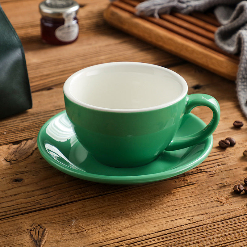 Nordic Ceramic Latte Cup – 300ml Artisan Coffee Cup with Contrast Rim