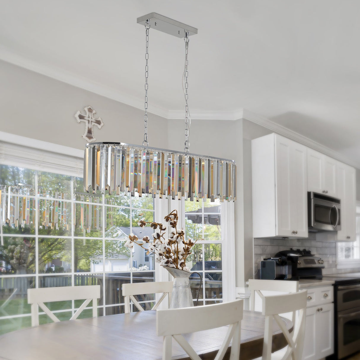 Modern Oval Crystal ceiling chandelier Luxury Home Decor Light Fixture Julia M Home & Kitchen