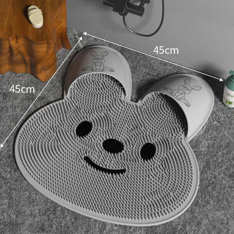 Silicone rabbit rub foot artifact bathroom anti-slip mat rub back massage pad rub bath wash feet to dead skin shower mat Julia M Home & Kitchen