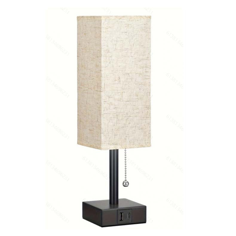 Linen 90 square desk lamp zipper switch three color temperature variable light A+C USB charging Julia M Home & Kitchen