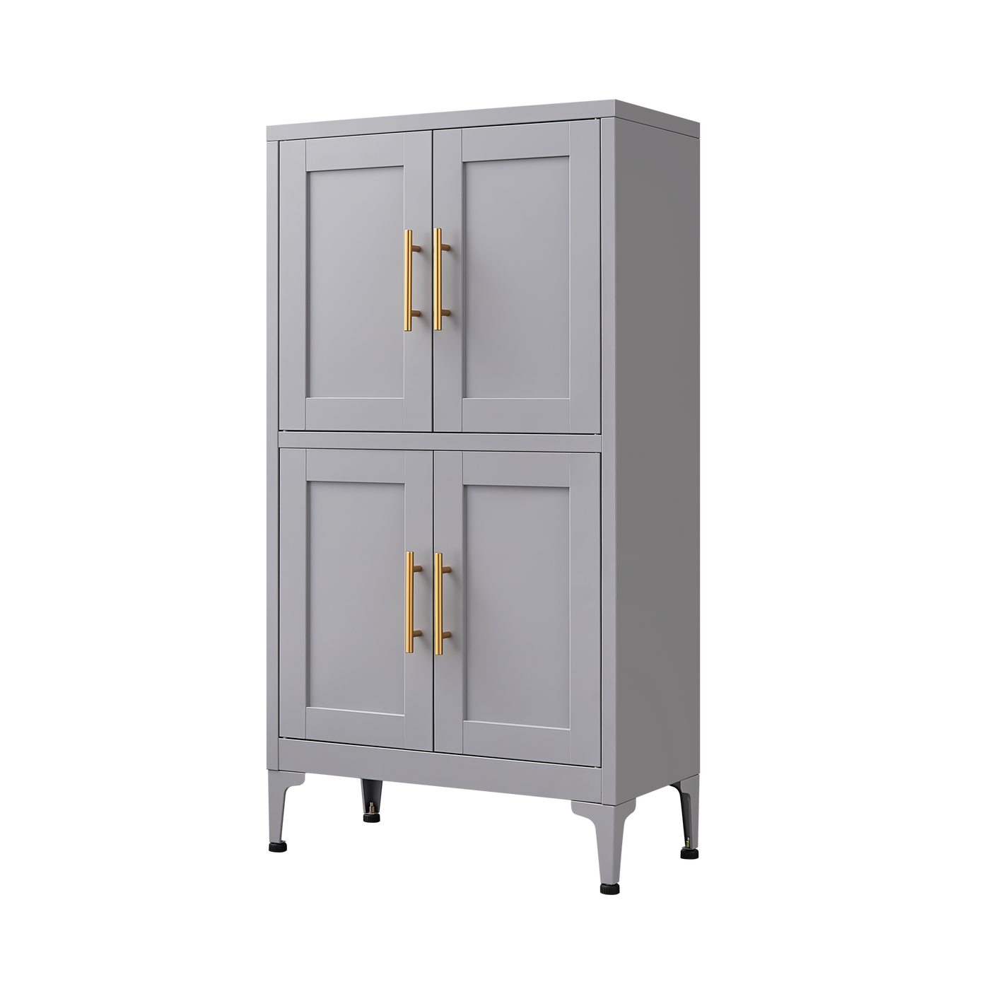 Grey metal kitchen storage cabinet, kitchen pantry storage cabinet with door and shelf, adjustable leveling feet eprolo