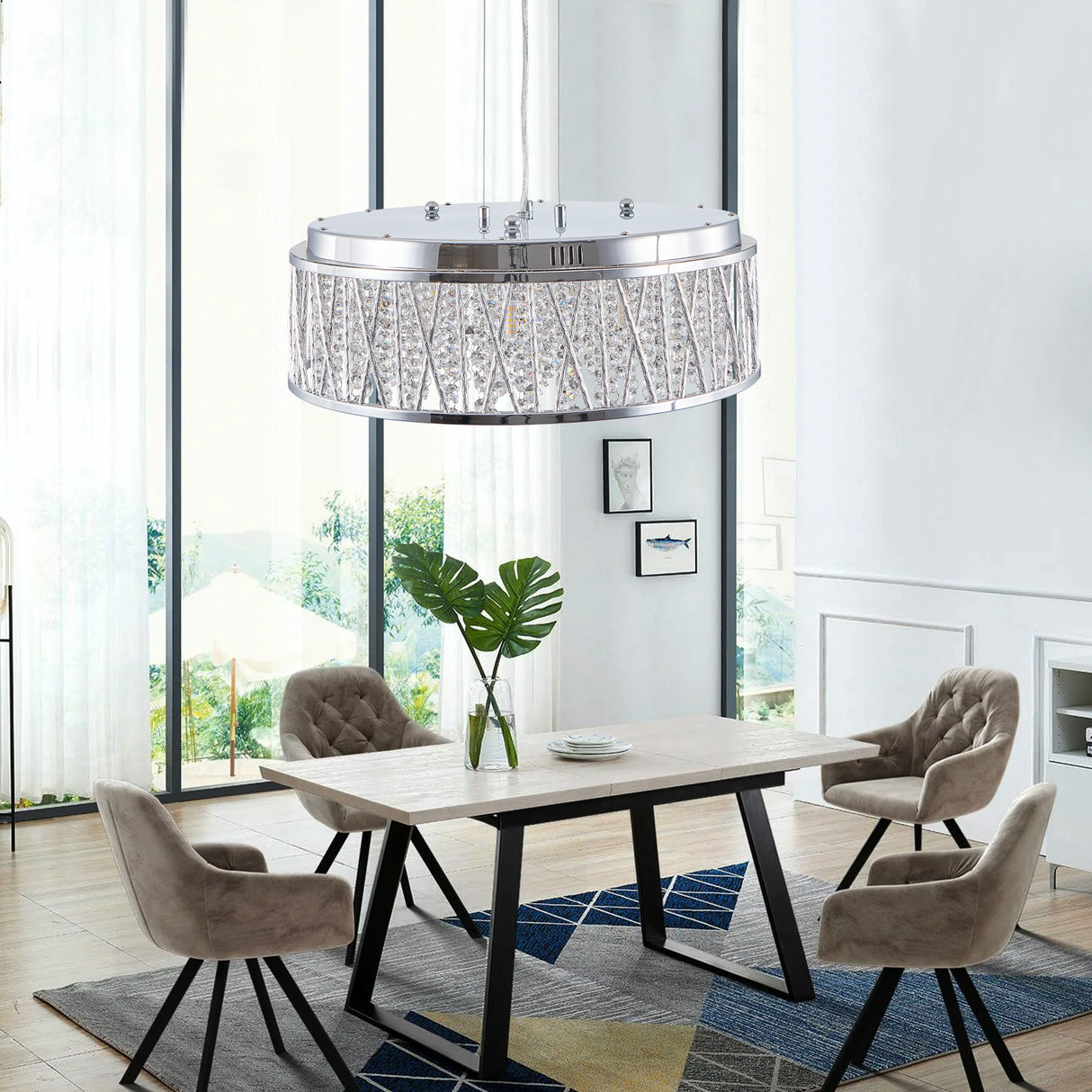 Modern Crystal Ceiling Light – Round Flush Mount Chandelier
