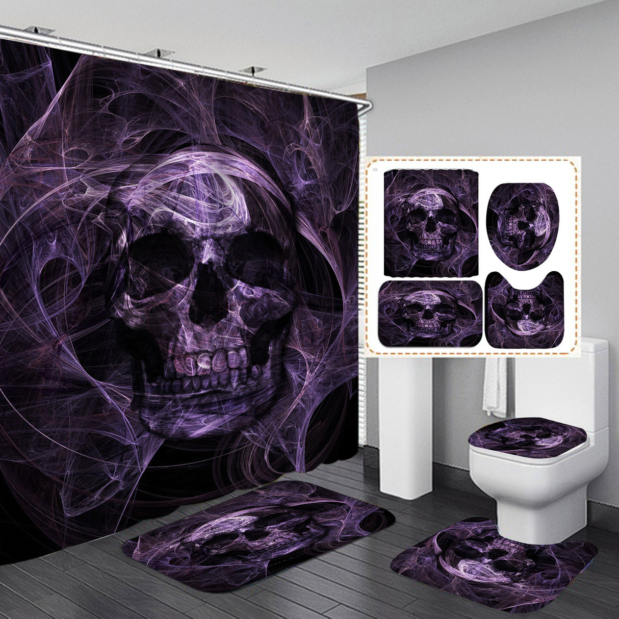 Polyester Printed Shower Curtain Thickened Waterproof Halloween Shower Curtain - Julia M LifeStyles