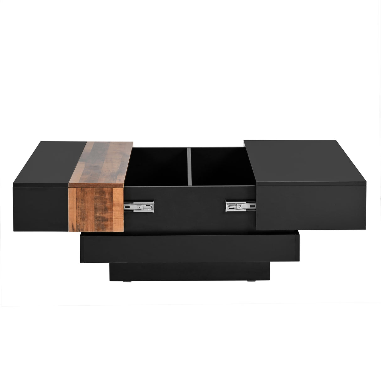 ON-TRANS 31.4 inches x 31.4 inches with sliding tabletop, high gloss center table, hidden storage room black - Julia M LifeStyles