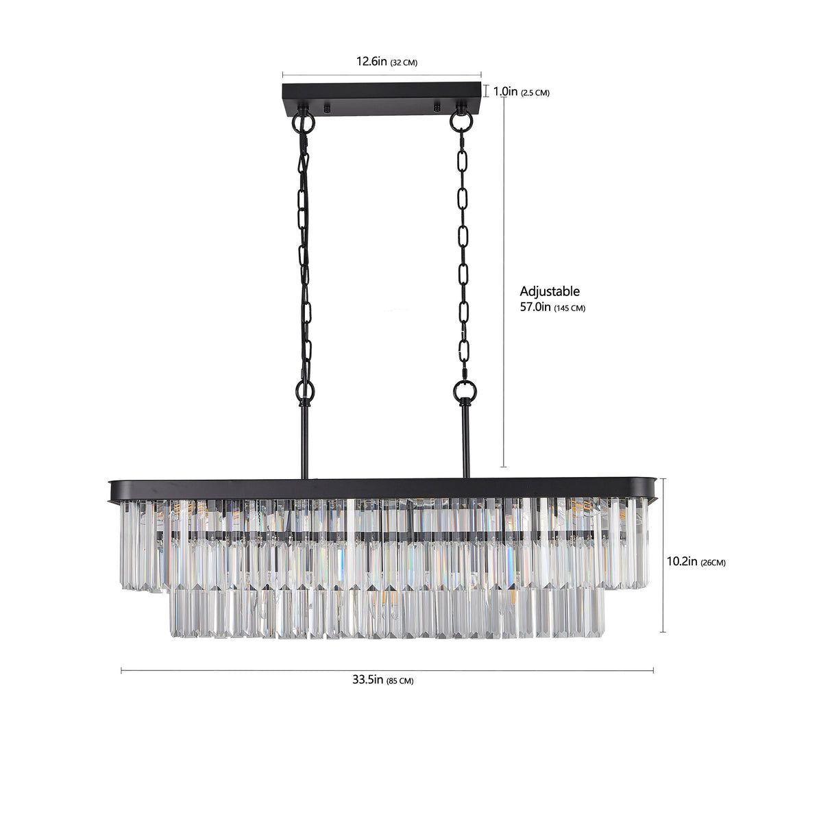 Rectangular Adjustable Crystal Chandelier - Modern Industrial E12 Lighting Julia M Home & Kitchen