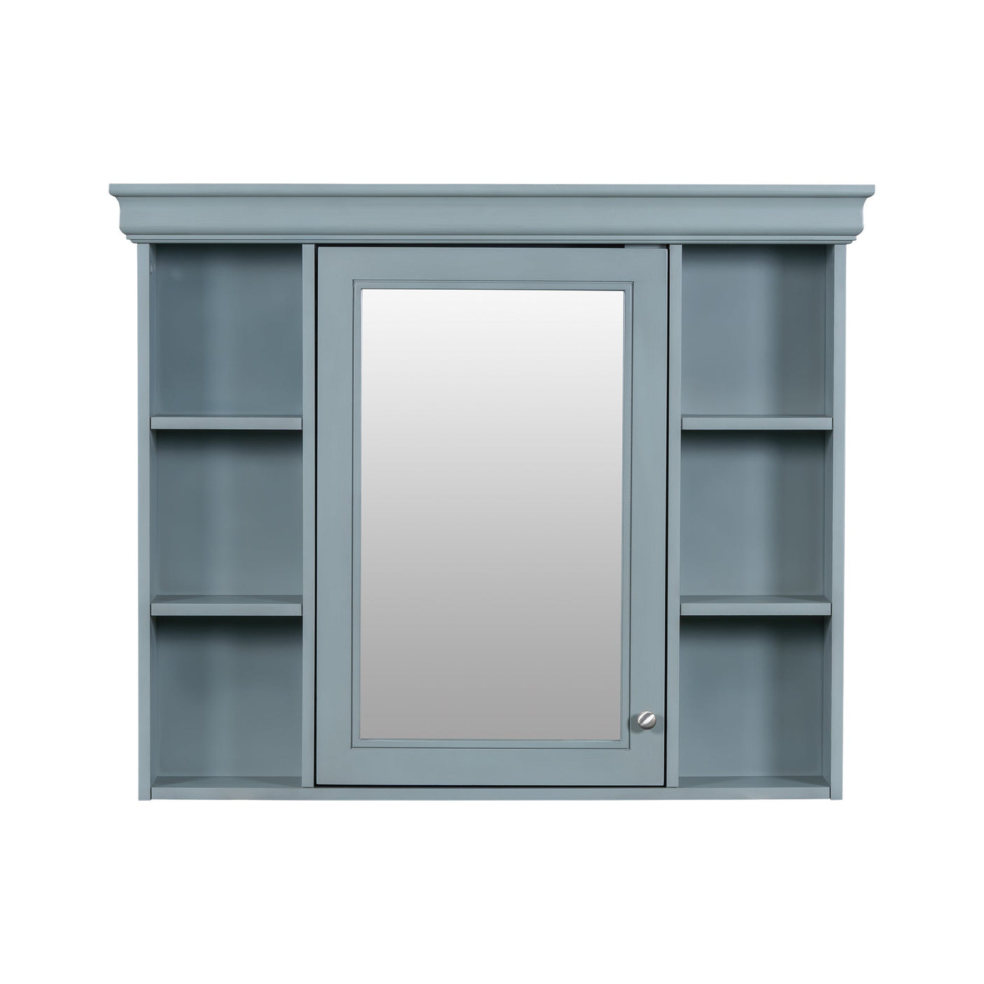 35 ''x 28' 'blue wall mounted bathroom storage cabinet with mirror door and medication cabinet with 6 open shelves Julia M Home & Kitchen