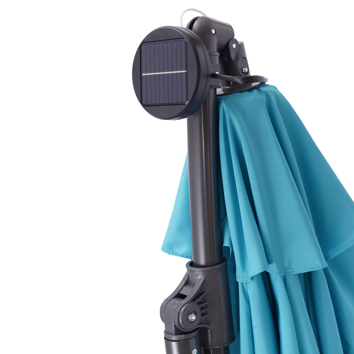 10 FT Solar LED Patio Outdoor Umbrella Hanging Cantilever Umbrella Offset Umbrella Easy Open Adustment with 32 LED Lights - Julia M LifeStyles