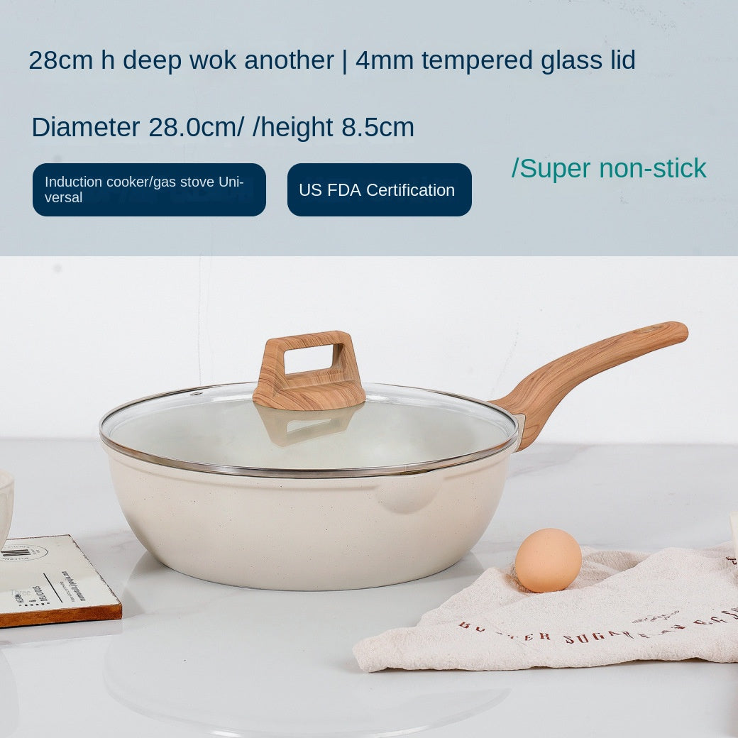 Medical stone non-stick pot soup pot stew pot frying pan wok milk pot frying pan steaming marble granite pot set - Julia M LifeStyles