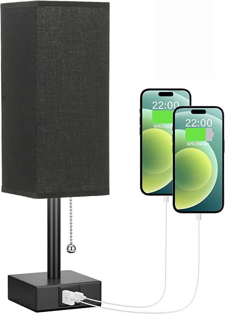 Linen 90 square desk lamp zipper switch three color temperature variable light A+C USB charging Julia M Home & Kitchen