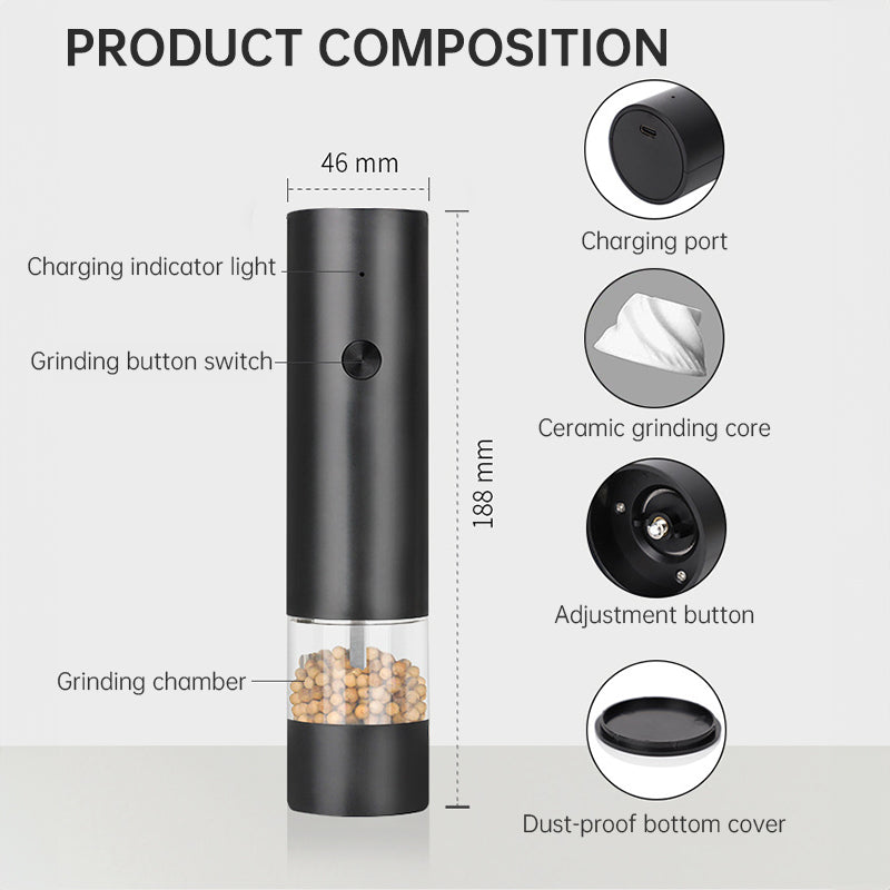 USB Charging Electric Pepper & Sea Salt Grinder with Base and Double Support for Easy Charging and Use - Julia M LifeStyles