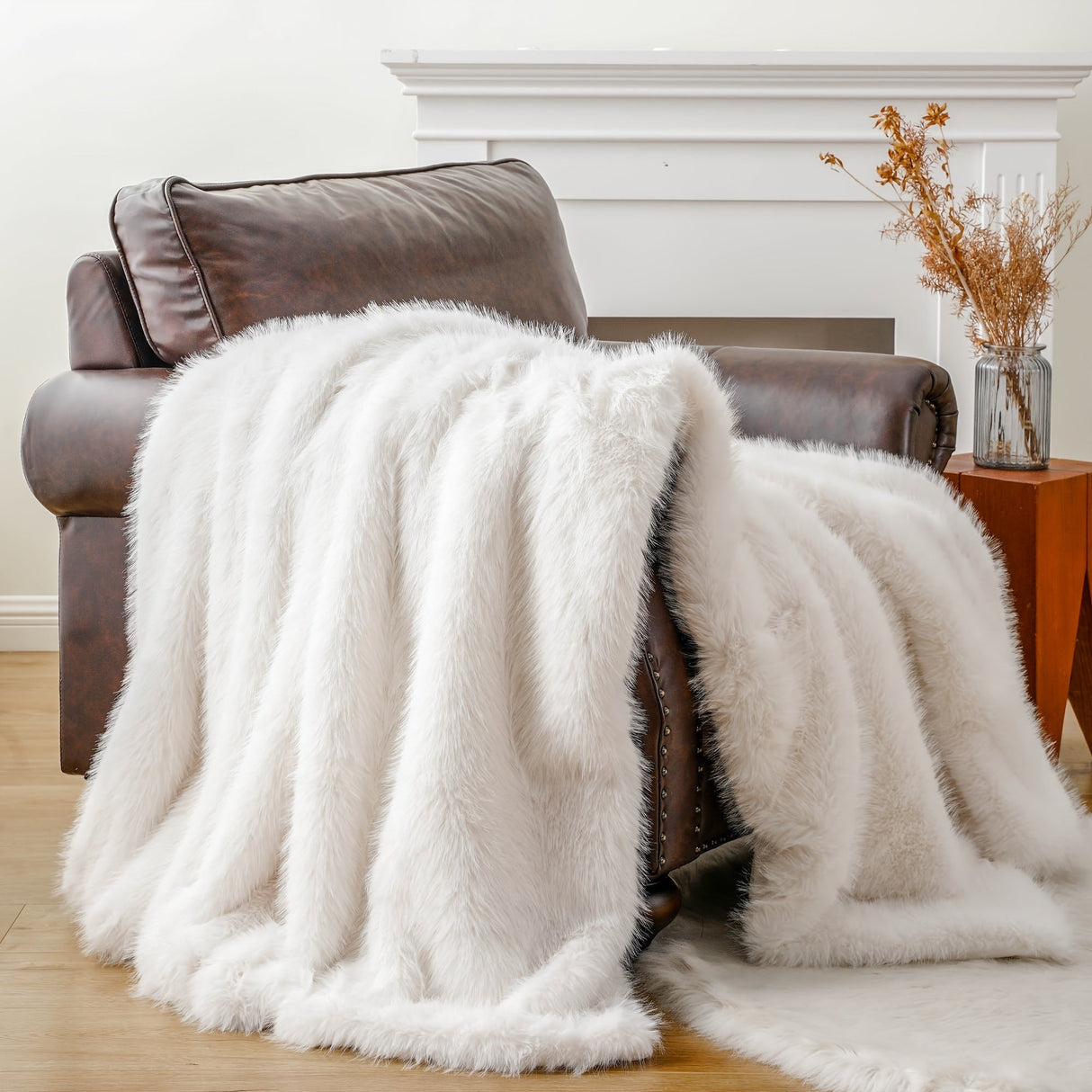 Luxury Black Faux Fur Throw Blanket for Couch, Chair, and Bed Julia M LifeStyles