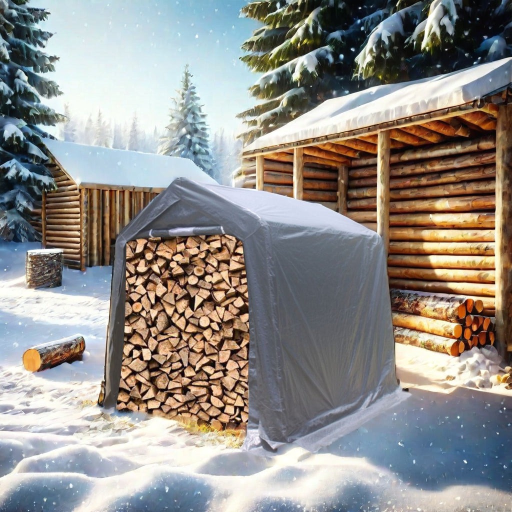 7x12 ft Outdoor Gazebo Portable Storage Shelter Shed with 2 Roll up Zipper Doors & Vents Carport - Julia M LifeStyles