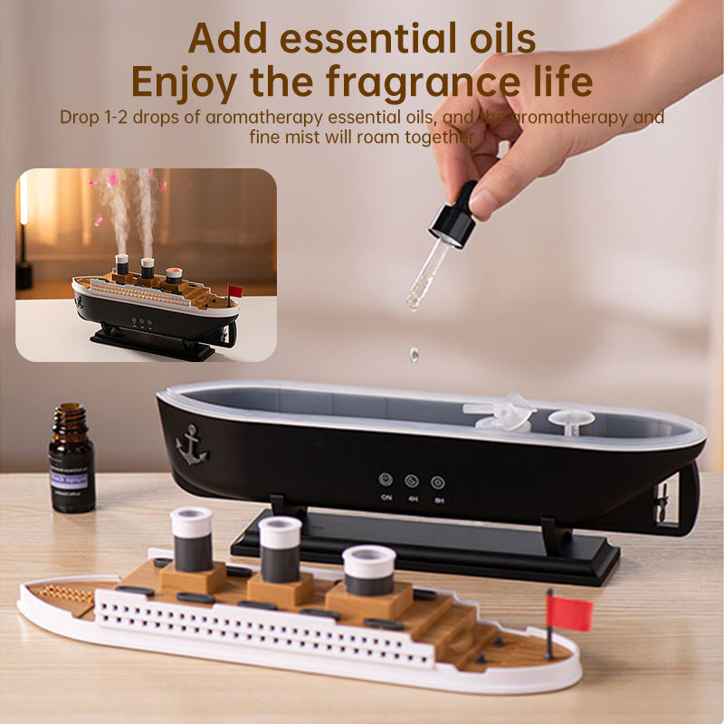 Titanic ship model humidifier (250ml), also an essential oil diffuser with jellyfish smoke ring spray for home aroma. - Julia M LifeStyles