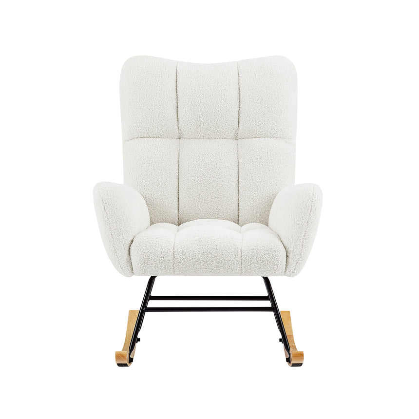 off white teddy fabric rocking chair - Julia M LifeStyles