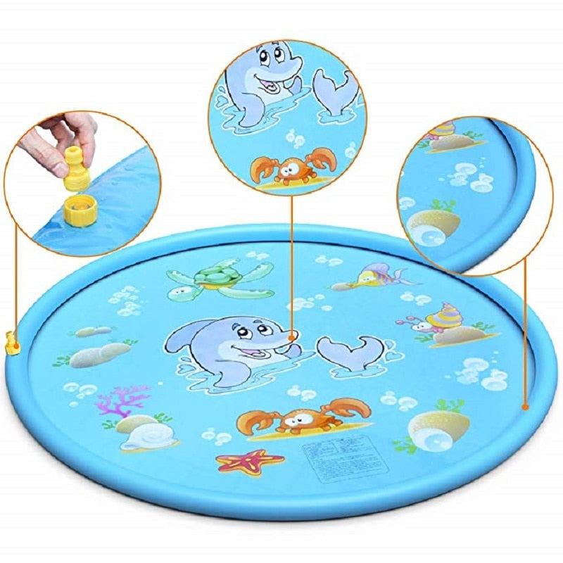 170 CM Summer Children's Baby Play Water Mat Games Beach Pad Lawn Inflatable Spray Water Cushion Toys Outdoor Tub Swiming Pool - Julia M LifeStyles
