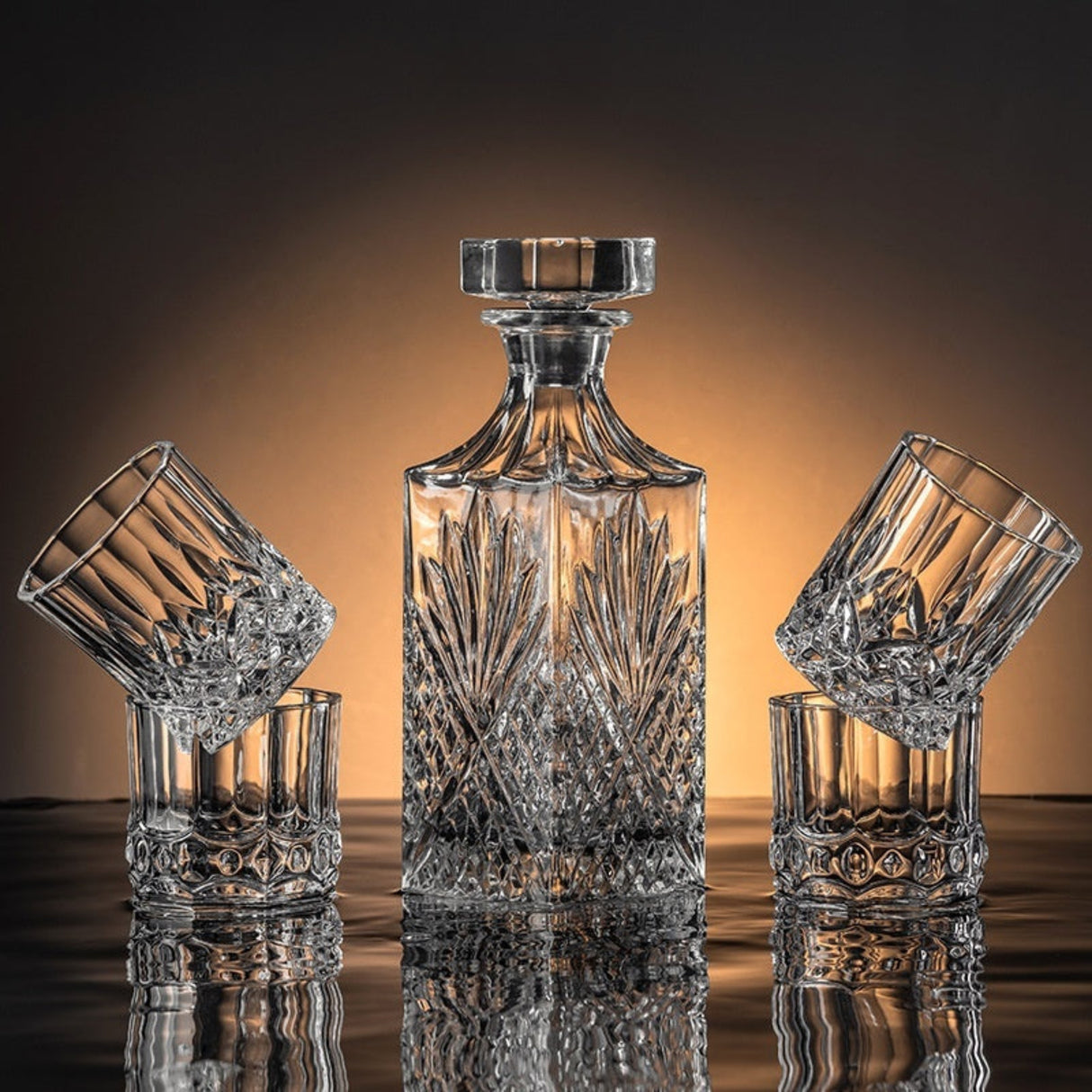 Whiskey Glass & Decanter Set | 7-Piece Barware Set