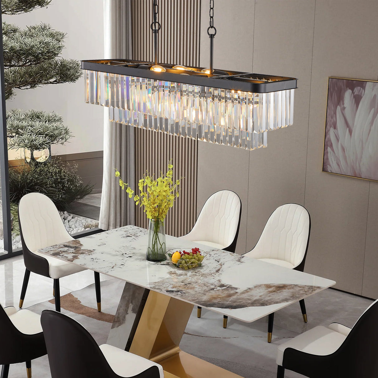Rectangular Adjustable Crystal Chandelier - Modern Industrial E12 Lighting Julia M Home & Kitchen