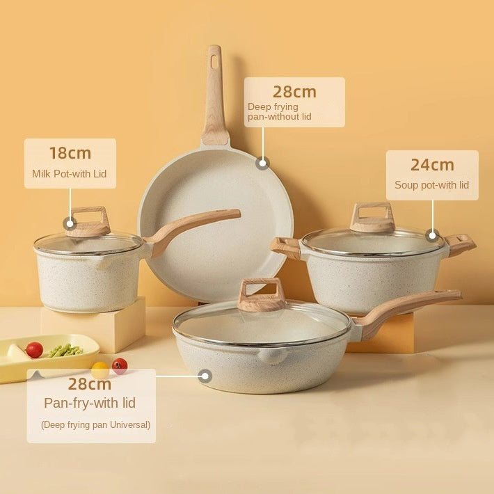 Medical stone non-stick pot soup pot stew pot frying pan wok milk pot frying pan steaming marble granite pot set - Julia M LifeStyles