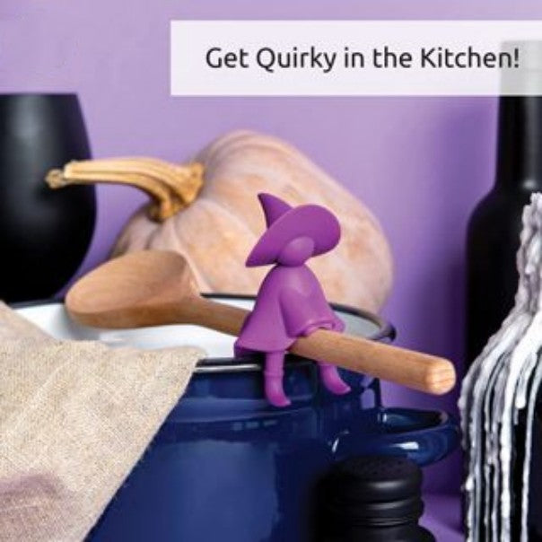Creative kitchen utensils silicone tools Little Flying Man wizard shaped pot lid anti overflow lifting high soup spoon holder - Julia M LifeStyles
