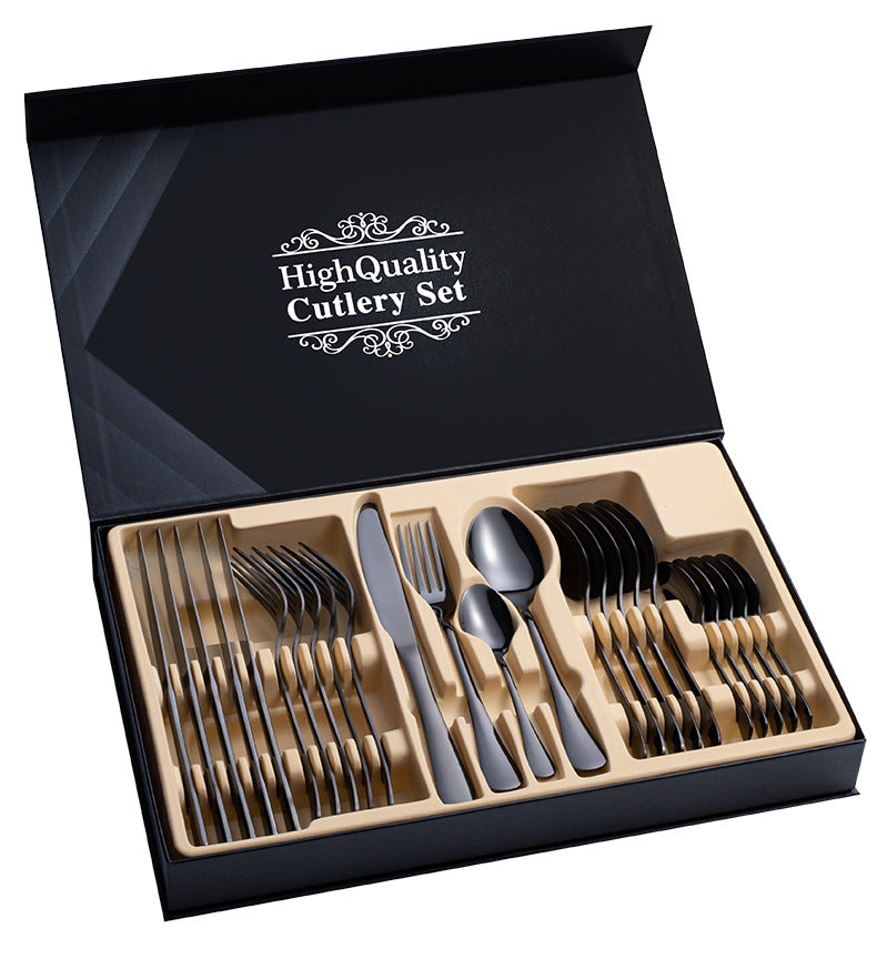 Premium 24-Piece Stainless Steel Cutlery Set in Elegant Gift Box