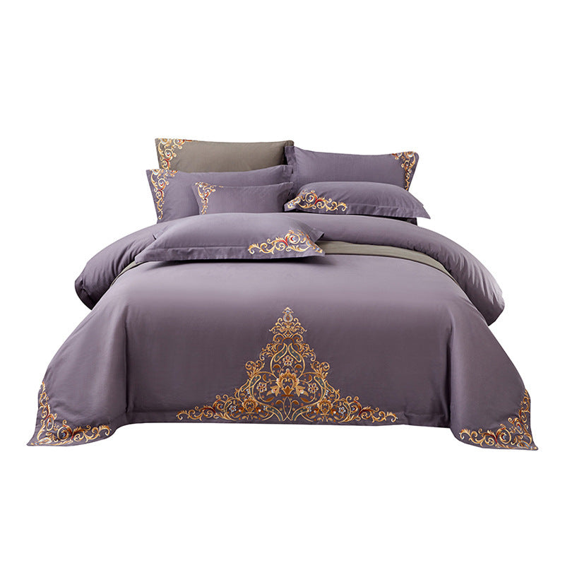 Blue Embroidered Cotton Matte 4-piece Set Julia M Home & Kitchen