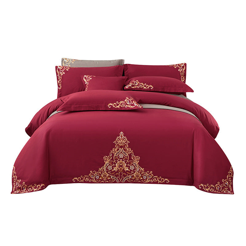 Blue Embroidered Cotton Matte 4-piece Set Julia M Home & Kitchen