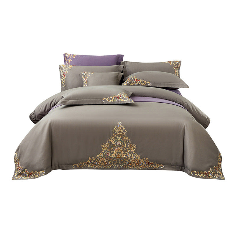 Blue Embroidered Cotton Matte 4-piece Set Julia M Home & Kitchen