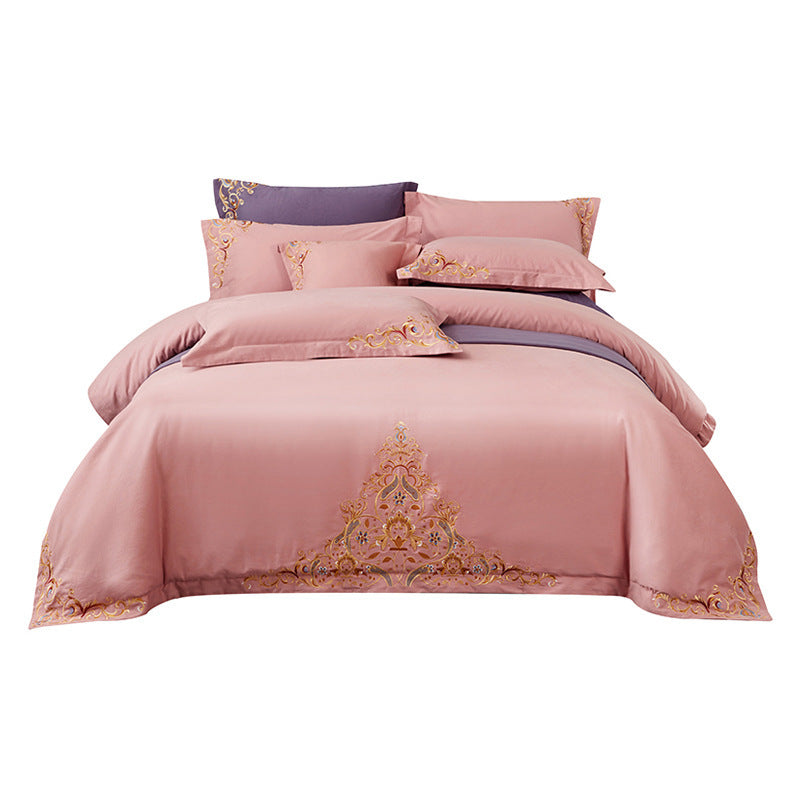 Blue Embroidered Cotton Matte 4-piece Set Julia M Home & Kitchen