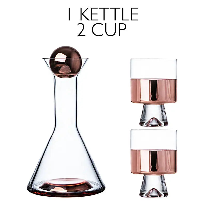European-Style Crystal Glass Electroplating Rose Gold Water Jug American Decanter Wine Set - Julia M LifeStyles