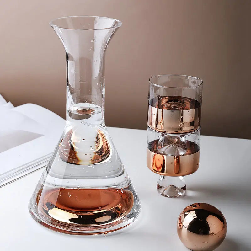 European-Style Crystal Glass Electroplating Rose Gold Water Jug American Decanter Wine Set - Julia M LifeStyles