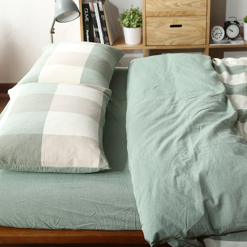 Washed Cotton Four-piece bedding Checked set