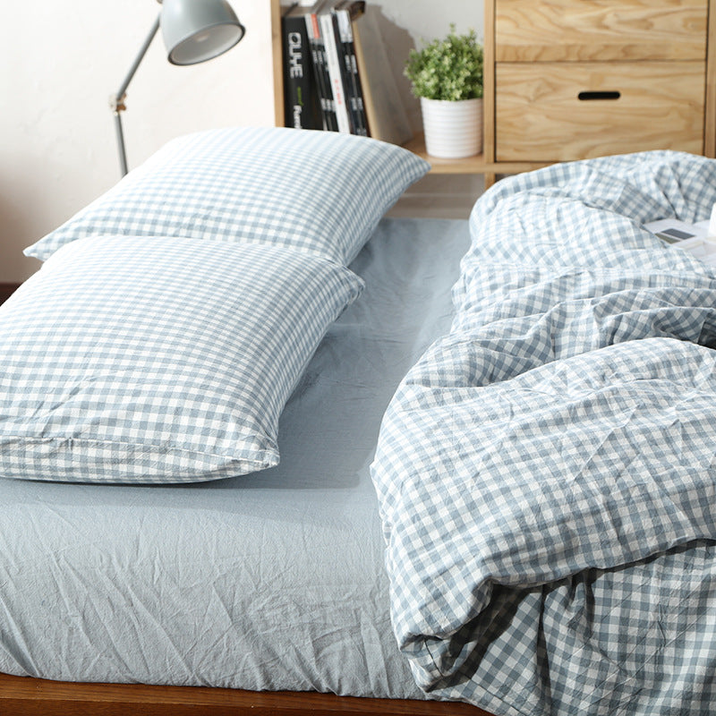 Washed Cotton Four-piece bedding Checked set