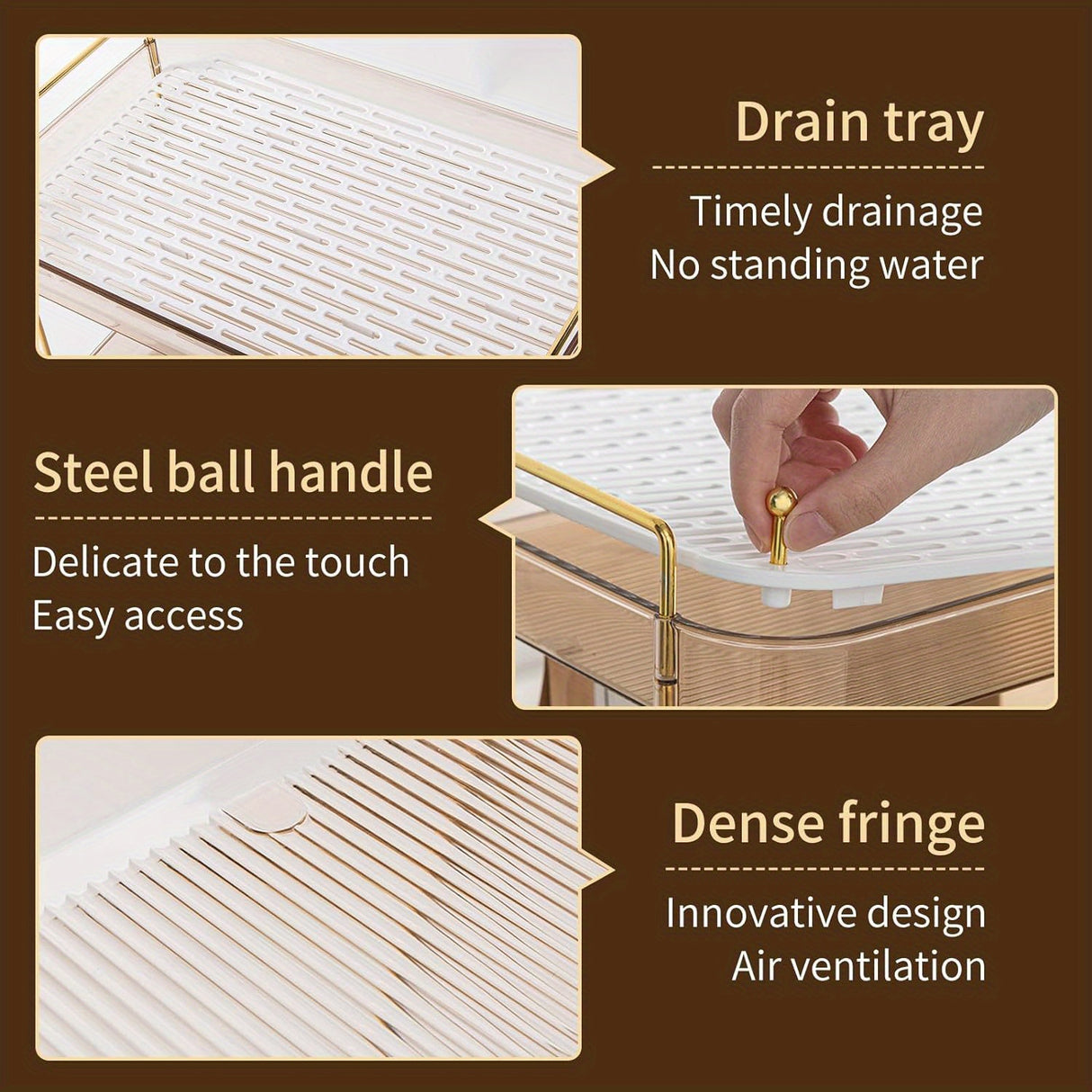 Versatile Whiskey & Glassware Organizer Tray - Perfect for Kitchen, Bathroom Countertops | Includes Drain Board & Spice Rack - Julia M LifeStyles