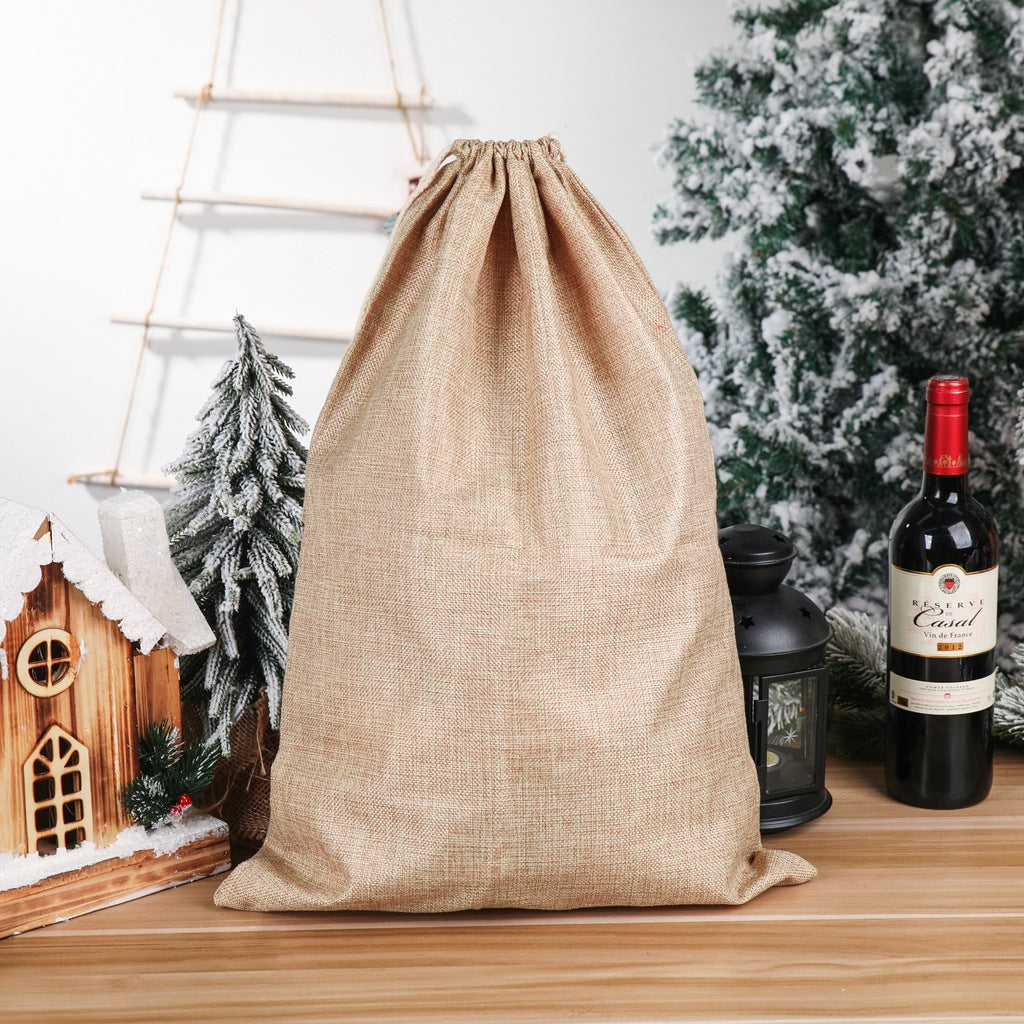 Christmas decorative items, Christmas printed linen gift bags, Santa Claus backpacks, candy bags, apple bags eprolo